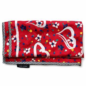 Marc Jacobs Silk Scarf Heart Floral Print OS Red